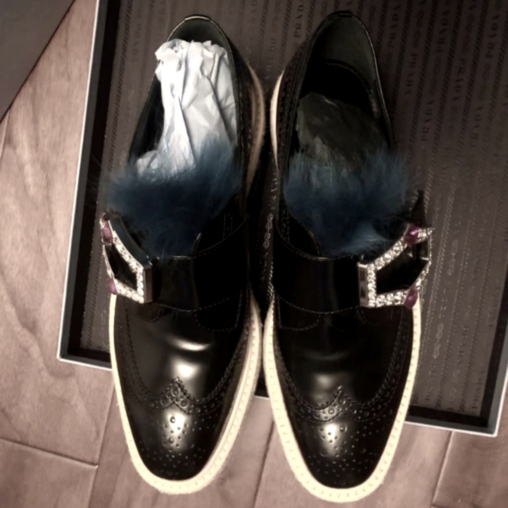 NEW Prada platform wedge shoes size 37.5